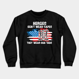 Heroes Wear Dog Tag & Combat Boots Veterans Crewneck Sweatshirt